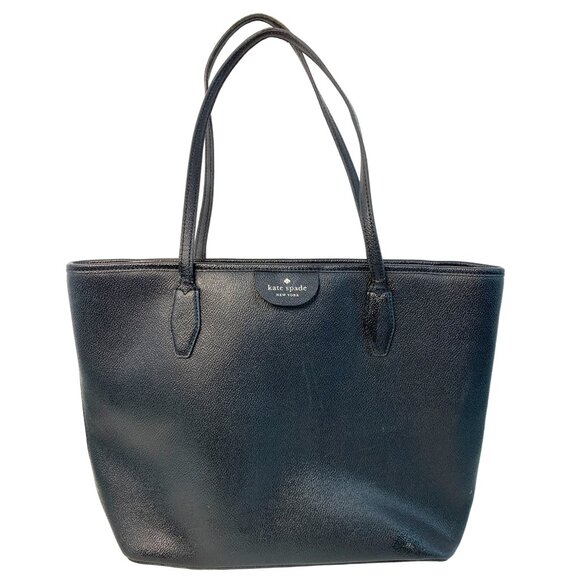 Kate Spade New York Black Large Leather Lori Tote Bag Double Handles Zip 7474 - Picture 1 of 11